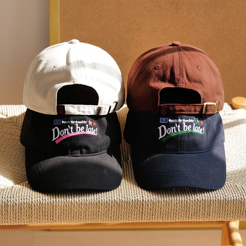 Fashion Hat American retro trend cap women's new big head circumference letter baseball cap face small versatile sun hat