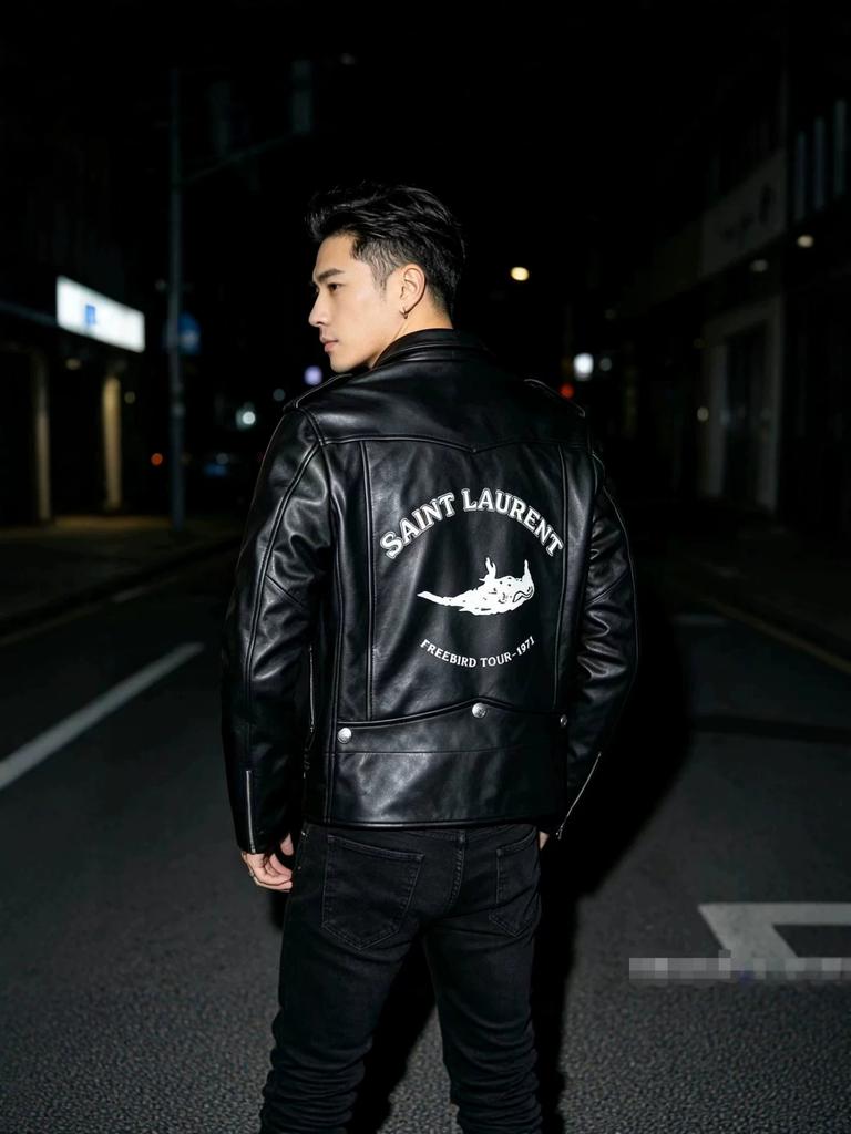 European size leather jacket men's thick autumn and winter coat men's new slim fit European and American trendy washing casual