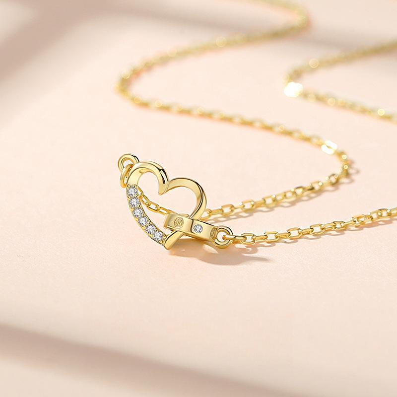 

Японская и корейская мода двойное сердце ожерелье женский нишевый дизайн высококачественная легкая роскошная ключичная цепочка для подруг
