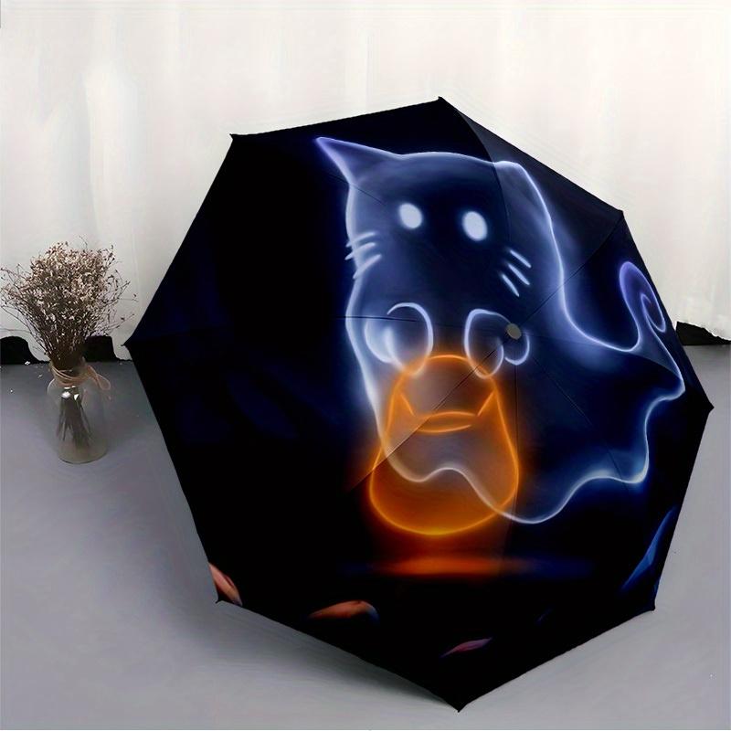 1pc Cat Spirit Automatic Open/Close, Foldable Compact Umbrella with 8-Rib Shaft, Perfect Gift For Men And Women, Casual Style, Vibrant Motif