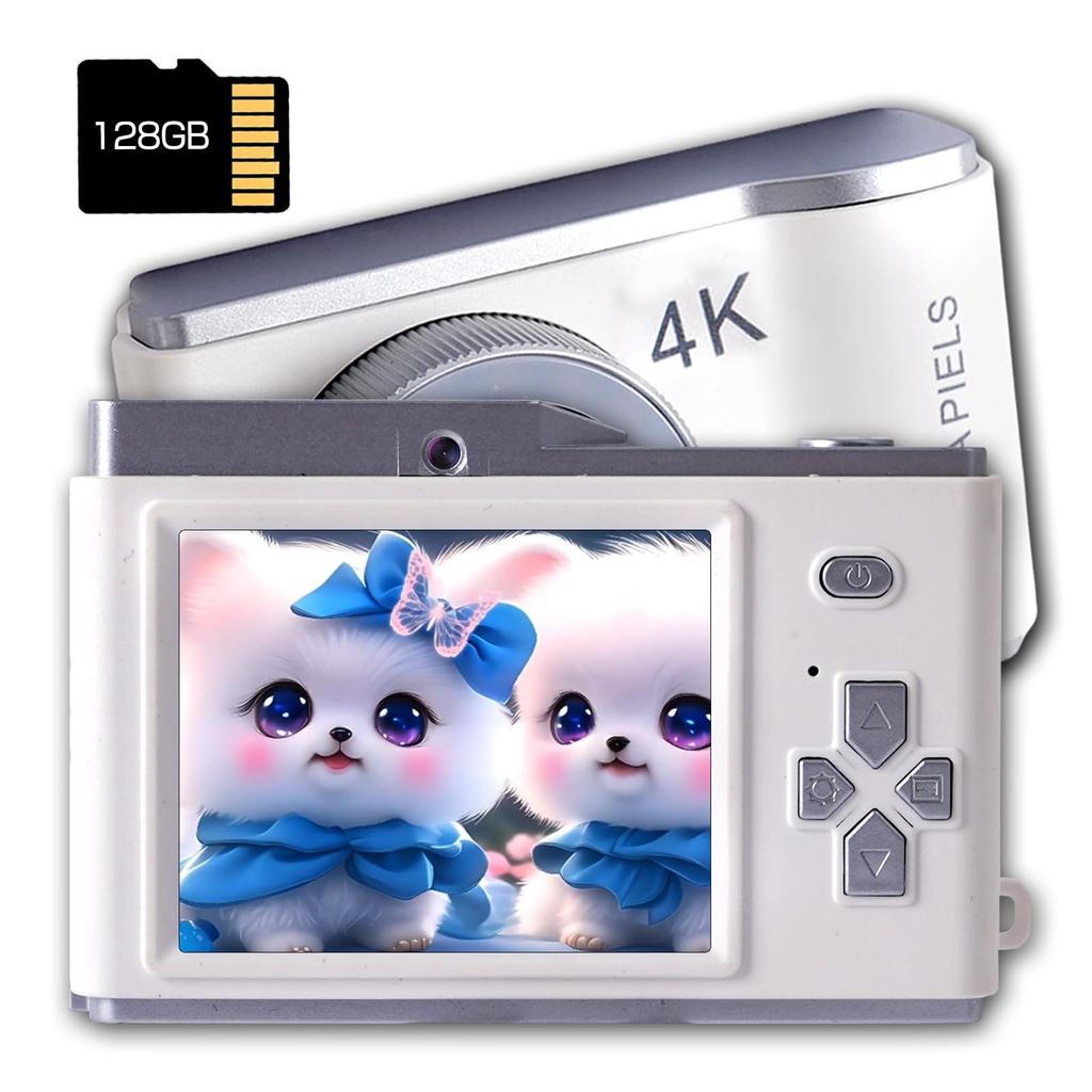 4K-Digitalkamera mit 128 GB Speicher, digital vorne und hinten, doppelt kompakt, 68 Millionen Pixel, HD 1080P-Video, digitale Weihnachtstaschenkamera für Studenten