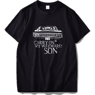 Plus Größe Supernatural Tv Serie Männer T Shirts Carry On My Wayward Son Songs T-shirt Eu Größe T Tops