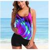 Women's Beachwear Blue Teardrop Halter Women's Tankini Swimsuit Two Piece Bikini Set Beachwear S-5XL