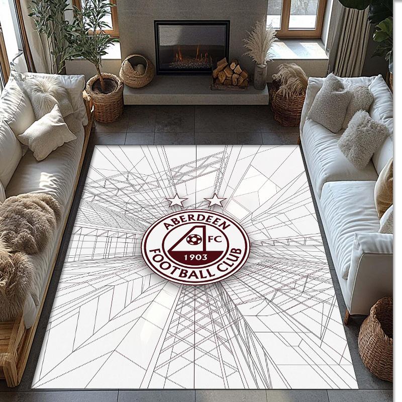 Aberdeen FC Soccer Football Pattern Soft Area Rug Non Slip Indoor Floor Carpet Sports Decor Mat for Bedroom