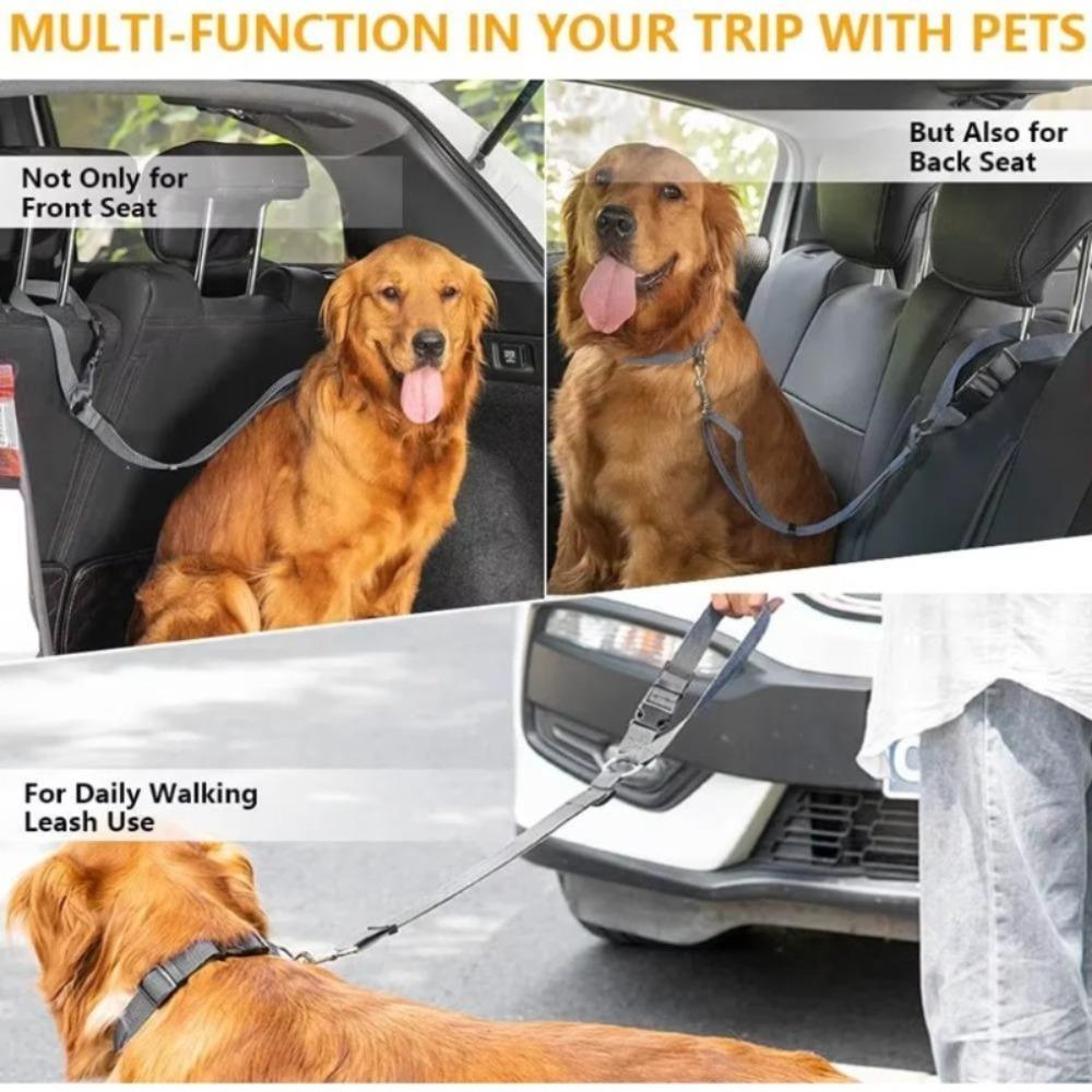 Solid Color Adjustable Pet Car Seat Belt Two-in-One Nylon Lead Leash Backseat Safety Harness Collar for Dogs Pet Accessories