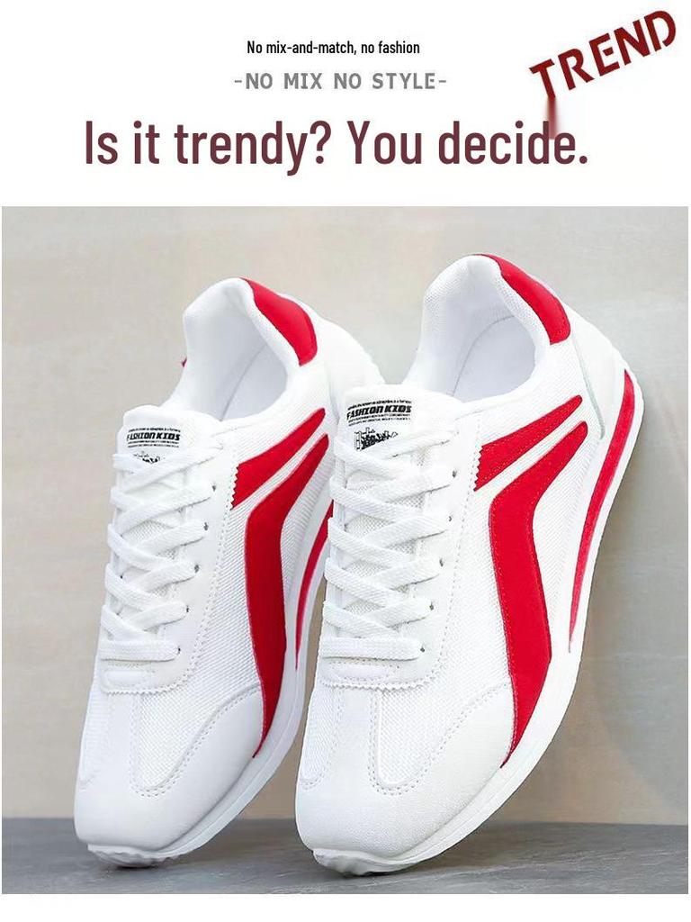 Forrest Gump Herren Trendiger Koreanischer Stil Lässig Leder Mesh Weiß Laufschuhe