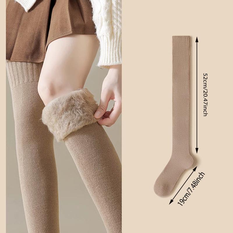Winter Warme Lange Socken Schlauch Dick Hoher Schlauch Über Knie Kniehoch Strumpfwaren Socken Einfarbige Damen Verdicken Wadenstrumpf