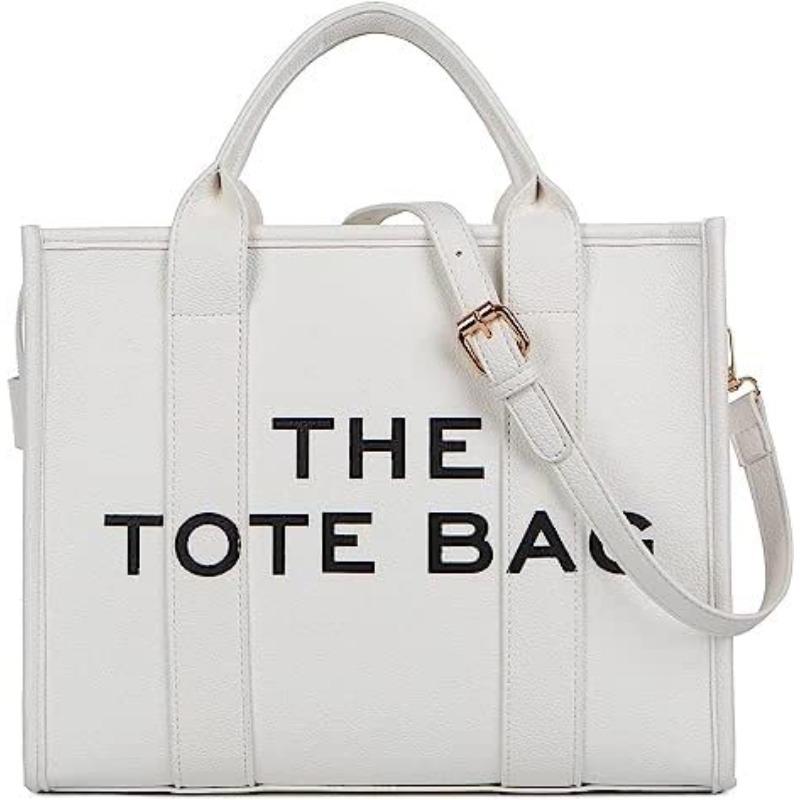 New Women's Bag Canvas Pu Solid Color Letter Tote Bag Simple Casual Large Capacity Handbag Shoulder Bag Women