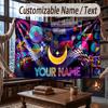 Space Cosmic Theme Throw Blanket Custom Name Text Personalized Blanket Soft Cozy Blanket for Home Sofa Bed