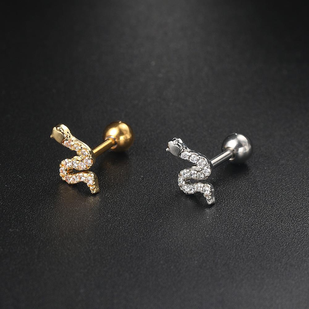 Hot Selling Helix Piercing Insect Skull Earring Women Trend Sliver Gold Color Zircon Tragus Bone Stud Ear Ring Body Chic Jewelry