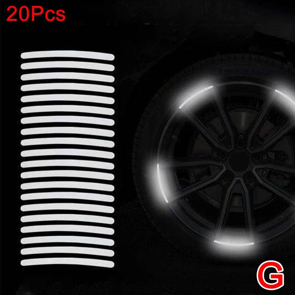 20Pcs Motorcycle Wheel Reflective Stickers Night Safety Warning Strips Motorcycle Helmet Bike Hub Styling Night Reflector Decal