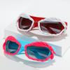 Y2K Futuristic Avant-Garde Twisted Design Sunglasses, Cool Hip-Hop Concave Sunglasses With Personality