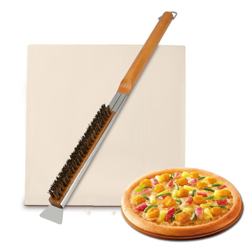 Pizza Oven Stone Brush Scraper BBQ Cleaner Barbecue Oven Brushes Stainless Steel Copper Wire Brush Kitchen Utensils 22.6" 57.5cm