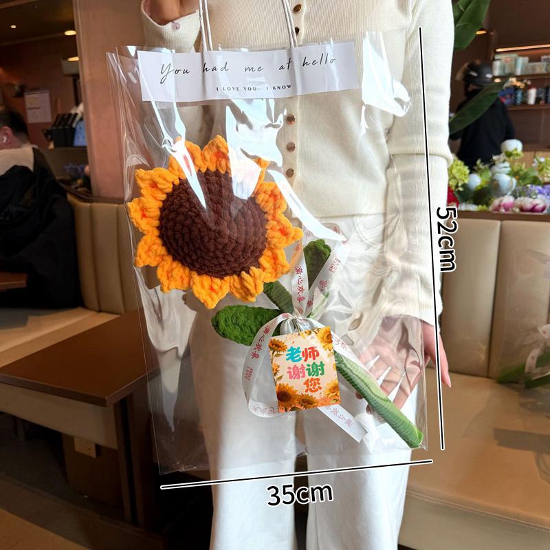Finished Crochet Sunflowers Potted Graduation Gift Cute Knitting Flowers Handwoven Plant Crochet Flowers Teacher Day Gifts
