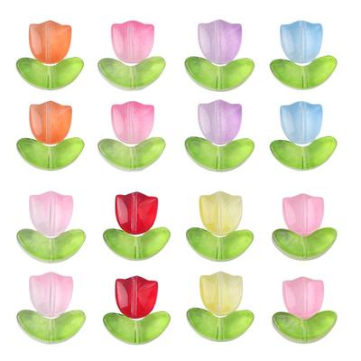 2000Set/Borsa Fiori Tulipano in Vetro Fatti a Mano Charms per Orecchini Braccialetti Collane Accessori per la Creazione di Gioielli Fai da Te