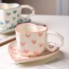 Hand Painted Love Mug Creative Heart Shaped Handle Water Cup Cute Ceramic Milk Coffee Cup