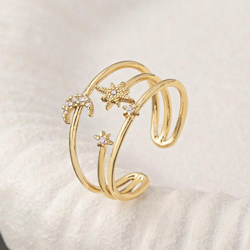 Heiß verkaufender kreativer einfacher Temperament Damenring, Stern Mond geometrische High-End-Ringe