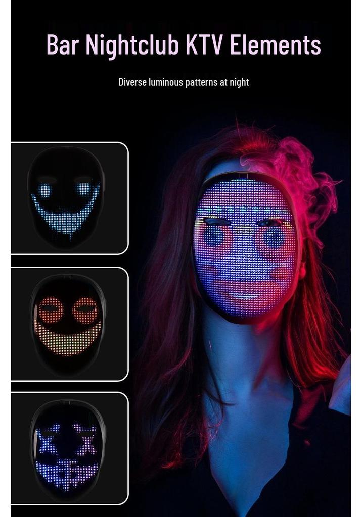 Halloween Vollfarb-LED Leuchtmaske – App-gesteuertes Gesichtswechselndes Tanzparty-Requisit