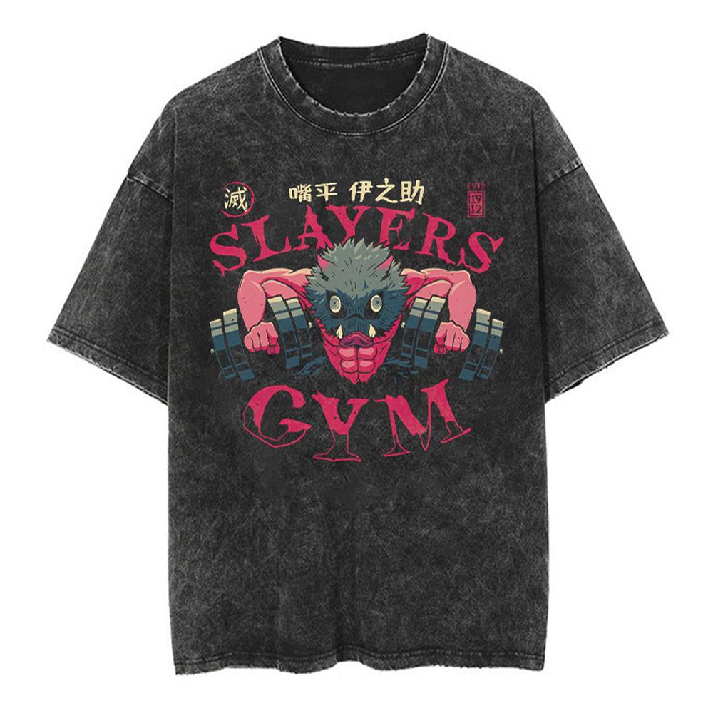 Washed Vintage T Shirt Exclusive NO.1 Bedrukt Gewassen T-shirt Anime Demon Slayer Katoen Heren Vintage Gewassen T-shirt Grafisch T-shirt Streetwear Tees Kleding 2XL