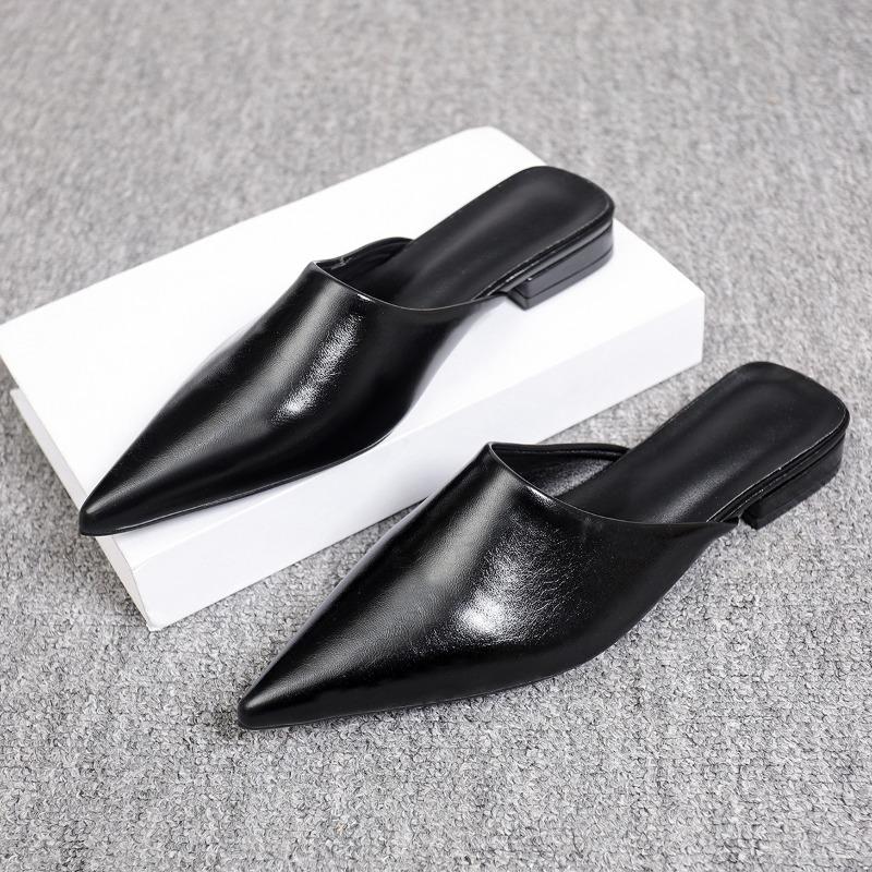 Summer Street Style Pointed Toe Slingback Mules Women Low Heel Elegant Party Dress Sandals