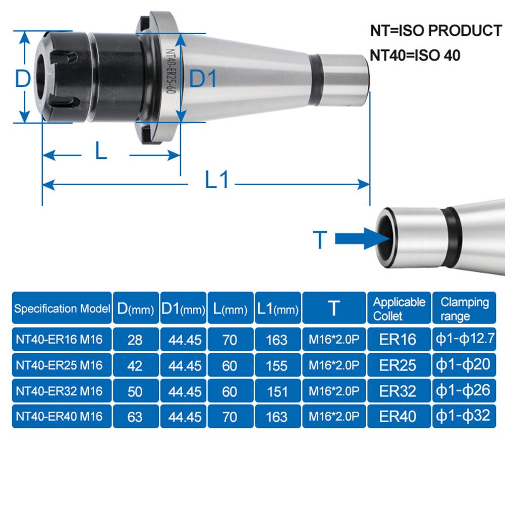 1pc NT40 ER Collet Chuck Metric Milling Machine Collet CNC Toolholder Replacement Parts For CNC Machining