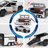 1Set 3PCS Silver Cyber Truck Toy with RV & Motorcycle with Sound and Light Alloy