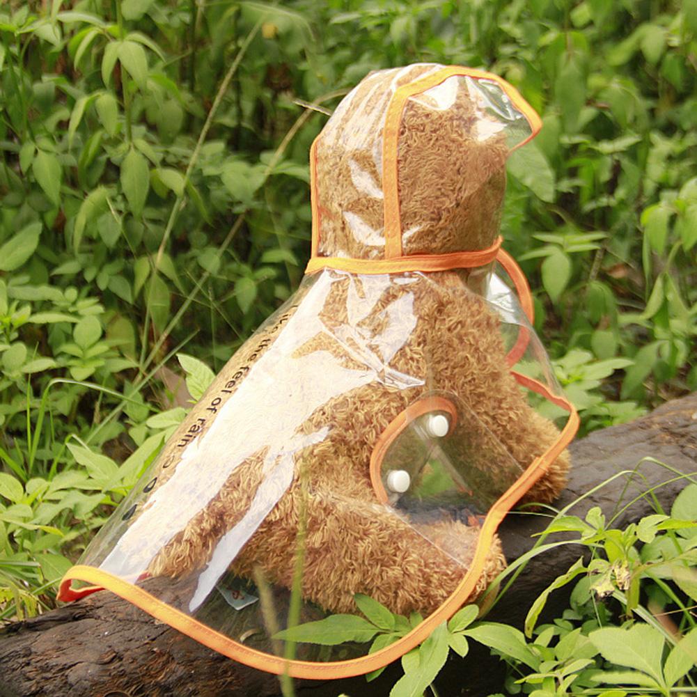 PU Transparent Orange Kante Haustier Wasserdicht Regenfest Kapuzenregenmantel Regenponcho Mantel Jacke Kleidung für Hunde Katzen
