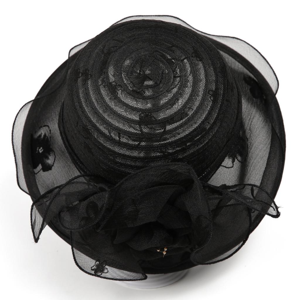 New organza sun hat children spring and summer versatile elegant retro flower bucket hat sun protection breathable cool hat
