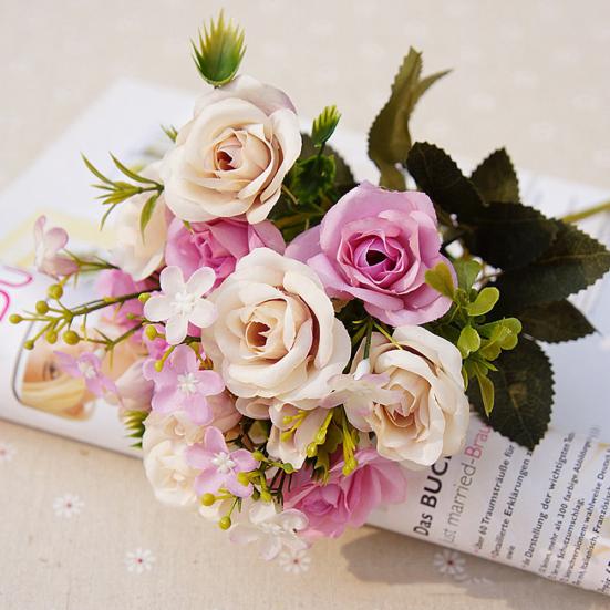 1 Bouquet 5 Branches European Style Artificial Royal Rose Home Room Decor