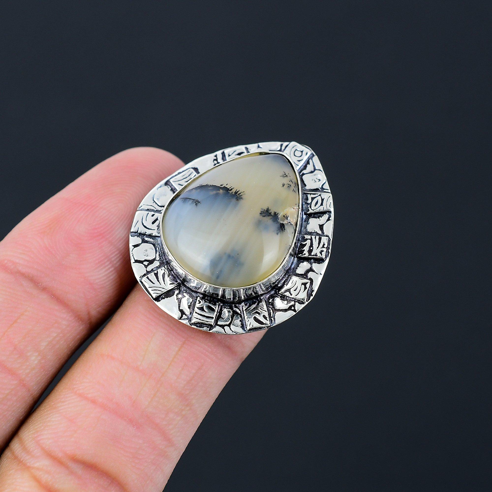 Sisters Day Sale Dendrite Opal Stone Elegant Ring Jewelry Size 8 Sterling Silver 8