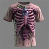 New Halloween Men's 3D Bone Print T-shirt Round-neck Short-sleeved T-shirt Shirt Horror Party Top Street Fashion Clothing