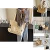 Large Capacity Canvas Tote Bag For Women Stylish Embroidered Letter Design For School