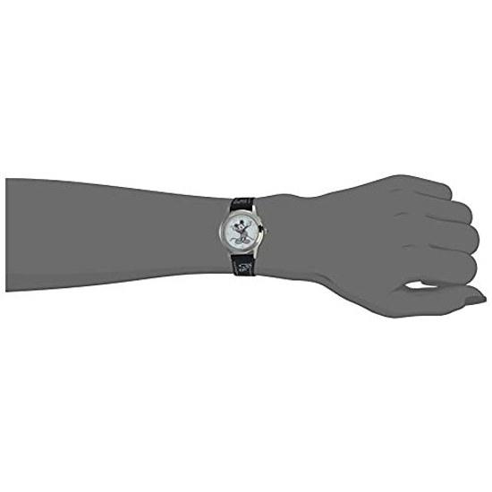 Disney Womens MK1006 Mickey Mouse White Dial Black Strap Watch
