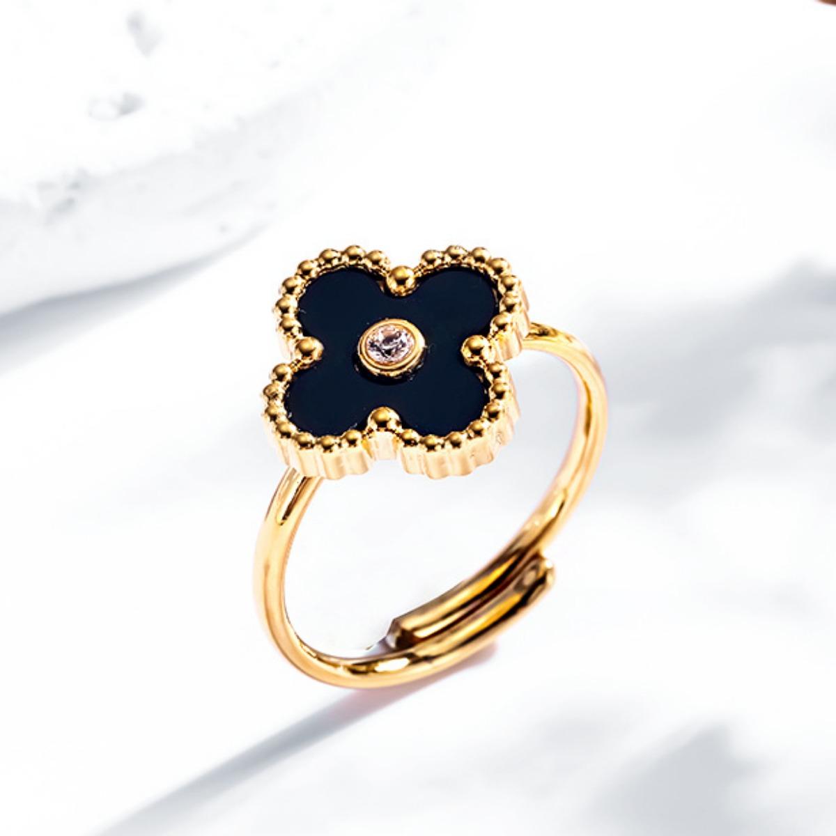 

Модное кольцо с четырьмя листочками клевера не теряет цвет, регулируемое открытие света, роскошное нишевое кольцо с высоким чувством, женское кольцо с цветком