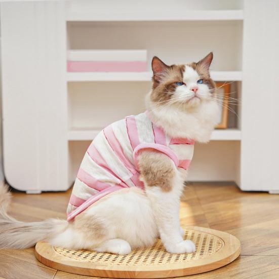 Pet Vest Striped Contrasting Color Soft Breathable Dog Harness with Traction Ring Stretchy Fit Machine Washable Small Medium Large Pet Vest