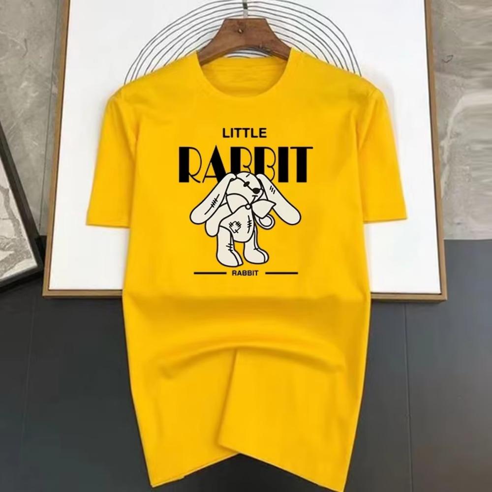 Little Rabbit Painted Design High Quality Cotton Men's and Women's Tshirts Luxury Brand Leisure Short Sleeve Top T-shirt
