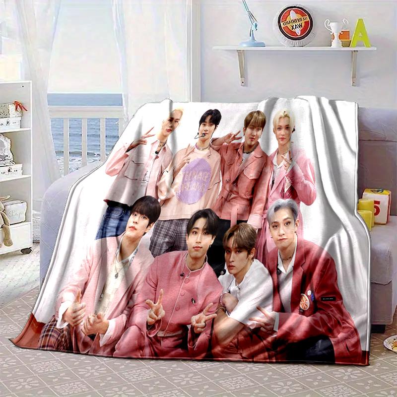 K-pop Group Poses Blanket Flannel Blanket for bed, sofa, Camping, Hiking, Picnic Essentials, gift for family Fan gifts