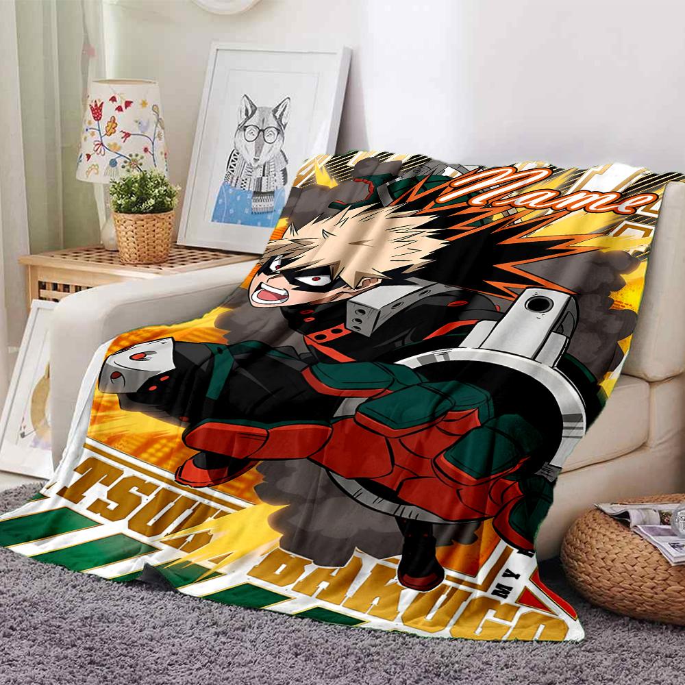 Custom Name My Hero Academia Theme Printed Blanket - Perfect for Couch, Bed, Travel & Outdoor Use | Machine Washable, Cozy & Durable.