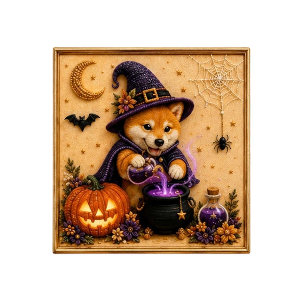 Kit for Adults Kids Halloween Dog Design DIY 5D Set with Round Drills