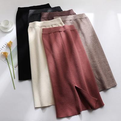 Women's Autumn and Winter Mid-length Knitted Thickened Half-body Skirt