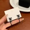 Simple Black Cat Earrings Cute Cartoon Earrings Fashion Black Cat Ear Studs  Girl