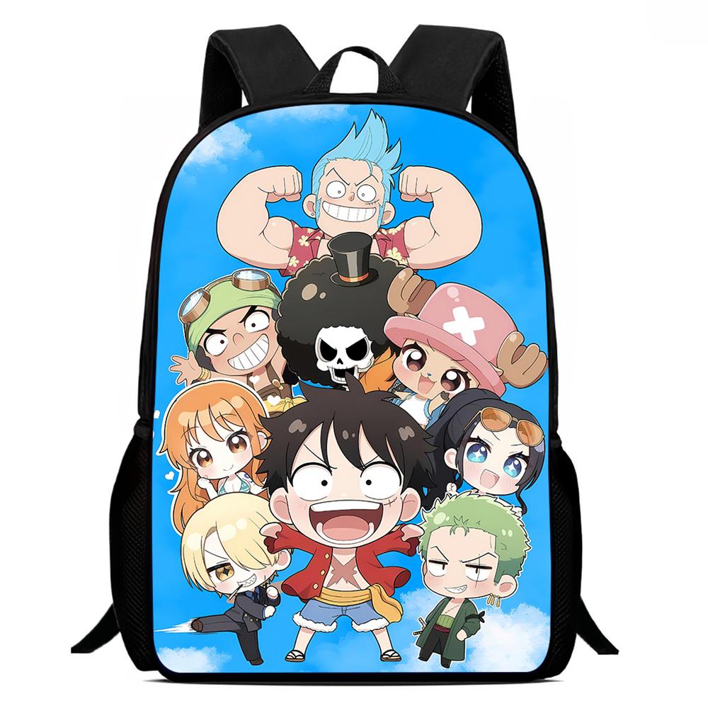 Mochila One Piece Escolar 15 Inch Cartoon School Backpack Large Capacity Durable Lightweight Adjustable Strap For Kids Ages 6-10