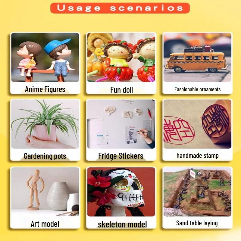 Air-Dry Stone Plasticine Clay 250g - White No-Bake Pottery Clay with Varnish and Tools