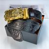 New Men's Embossed Dragon Head Genuine Leather Belt with Automatic Buckle