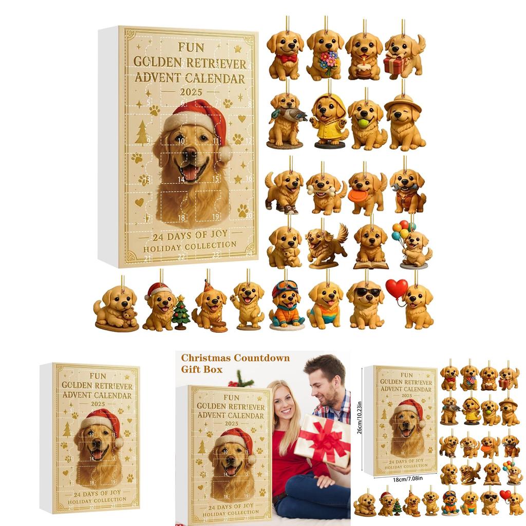 Χριστουγεννιάτικο Ημερολόγιο Αφίξεων με θέμα σκύλο, με ακρυλικά ζωάκια για εορταστικές εκδηλώσεις