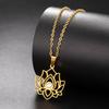 Dreamtimes Lotus Flower Charm Necklace for Women Yoga Protection Pendant Necklace Stainless Steel Healing Symbol Amulet Jewelry