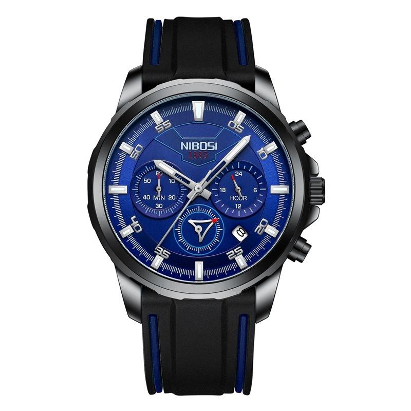 

Часы NIBOSI, мужские часы, водонепроницаемые светящиеся часы, вакуумная гальваническая пряжка с бантом, твердый стальной ремень, кварцевые часы в печи
