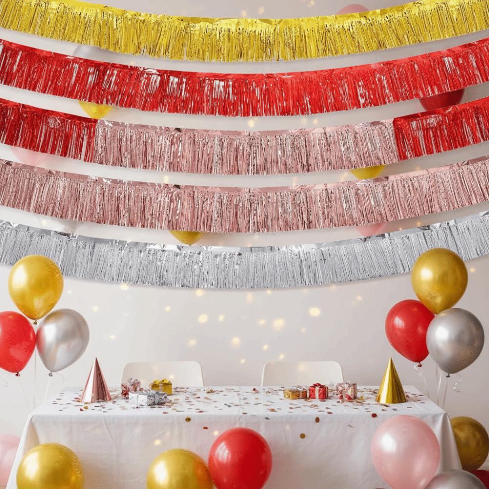 3M Glitzer Metallic Folien Fransen Girlande Folienmaterial Banner Hängend Weihnachtsfeier