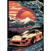 Vintage s Retro Car Japanese Landscape Poster  GTR Luxury Cars Canvas Painting HD Print Wall Art for Living Room  Bedroom Decor