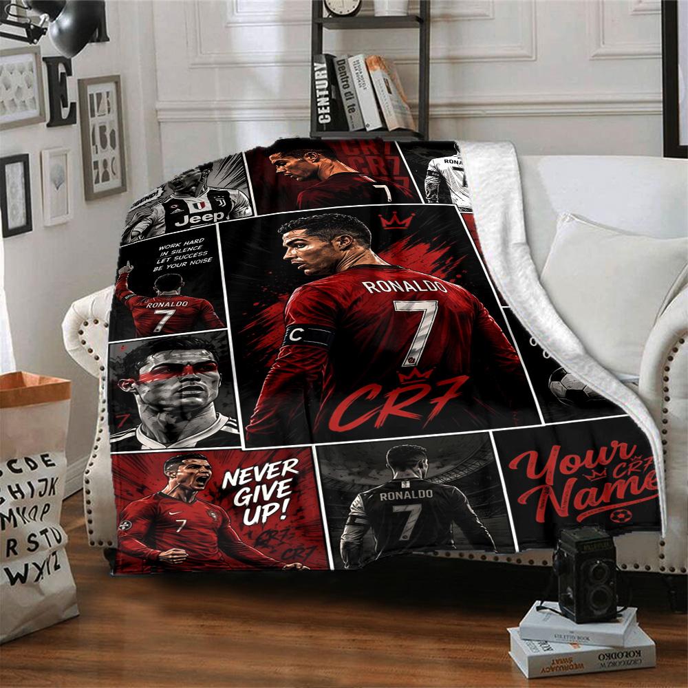 Cristiano Ronaldo (32) Personalized Text Blanket Cozy Personalized Blanket Ultra-Soft Throw For Bedding Home Decor Living Room Picnics All-Season Use